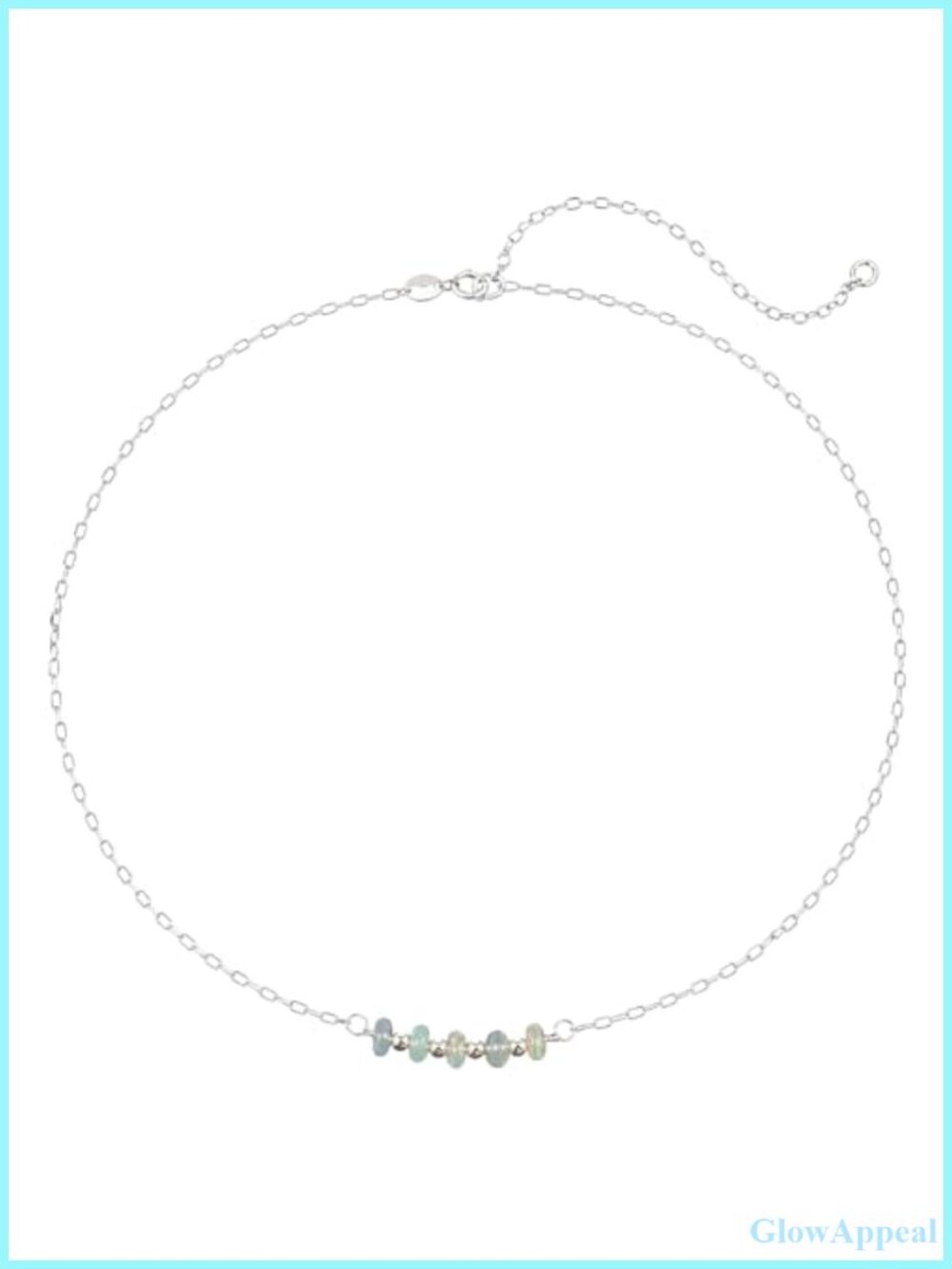 Sterling Silver Ethiopian Opal Choker Necklace Adjustable 14-17 Inch Minimalist